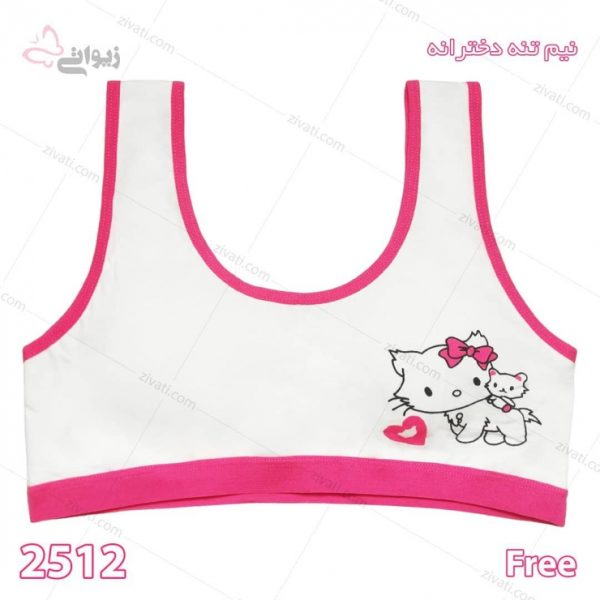 1ff9fa7fb27c94ed509da7a640ed7ce5_l نیم تنه دخترانه نخی با طرح هلو کیتی اسفنجدار درجه یک خارجی در چهار رنگبندی - تصویر 1