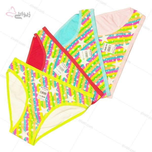 شورت دخترانه نخی طرح ستاره با رنگهای شبرنگ جذاب - تصویر 1