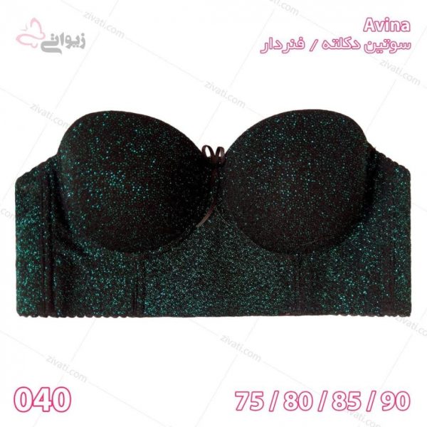 8ae47327006a82ed4cbd464963ef7054_l سوتین دکلته مخمل با اسفنج نازک طرح اکلیل سبز بسته عمده چهار عددی Avina - تصویر 1
