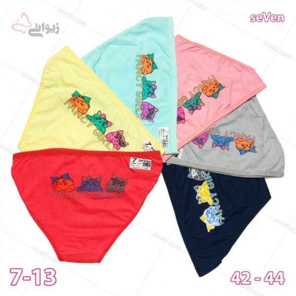8c7630f872c9dab287f741f43bc6ac60_l بسته جین شورت زنانه اسلیپ نخی با کیفیت سون seVen طرح گربه Fancy Girls در شش رنگبندی - تصویر 1