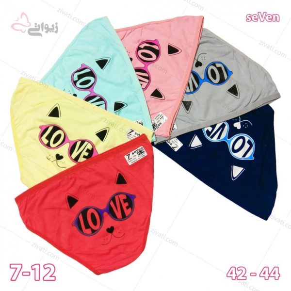 ad43c14986916217bf1132f9adc614be_l بسته جین شورت زنانه اسلیپ نخی با کیفیت سون seVen طرح گربه Love در شش رنگبندی - تصویر 1