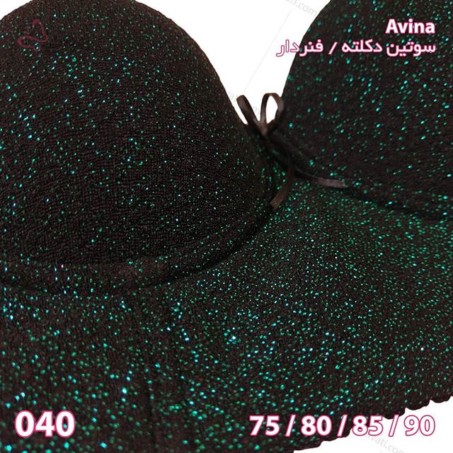 bra-d8a2d988db8cd986d8a7-6032-17092019184832-59993 سوتین دکلته مخمل با اسفنج نازک طرح اکلیل سبز بسته عمده چهار عددی Avina