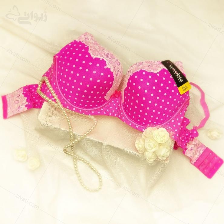 bra-goobie-w3367-pink-design سوتین تک خالدار اسفنجی فنردار درجه یک