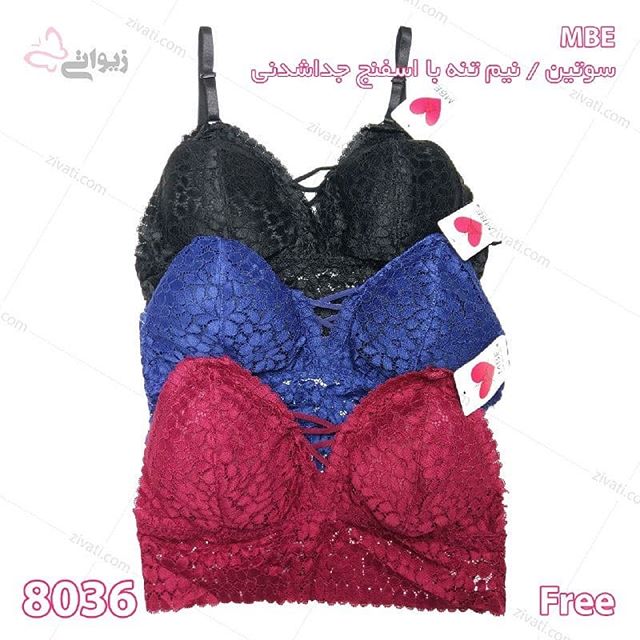 bra-mbe-8036-31012019051902-26015 سوتین تک نیم تنه توری پشت طرحدار کش پهن با اسفنج جداشدنی