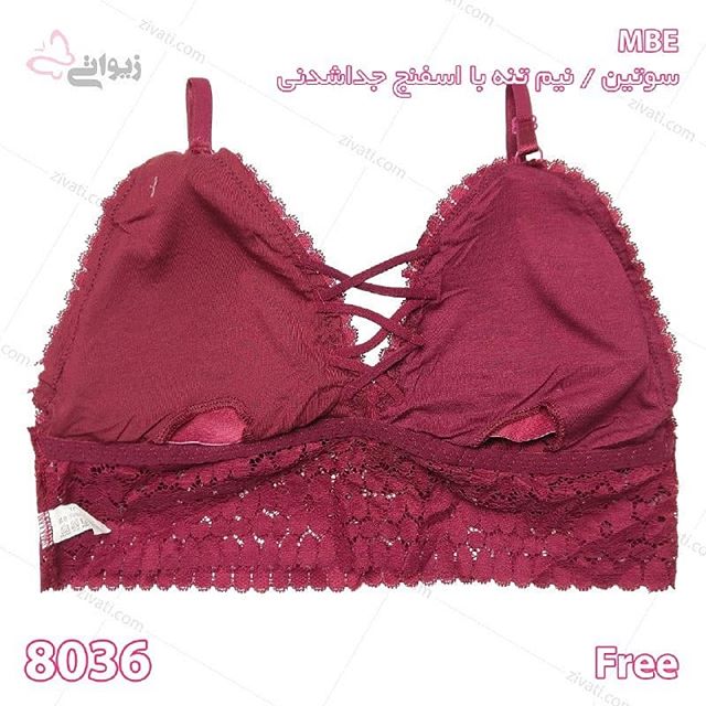 bra-mbe-8036-31012019051903-41016 سوتین تک نیم تنه توری پشت طرحدار کش پهن با اسفنج جداشدنی