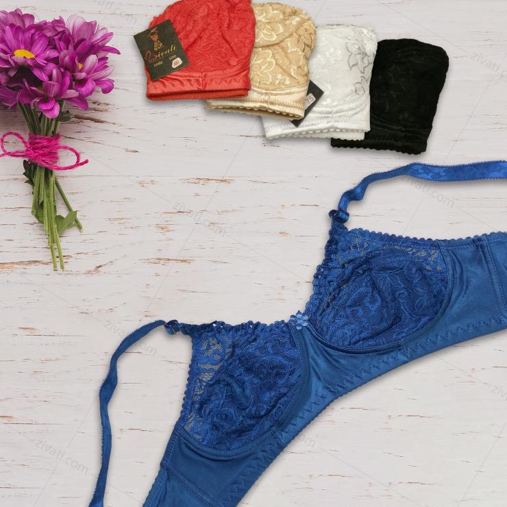bra-zivati-160-darkblue-design سوتین تک گیپوری بدون فنر بدون اسفنج زیواتی رنگ آبی