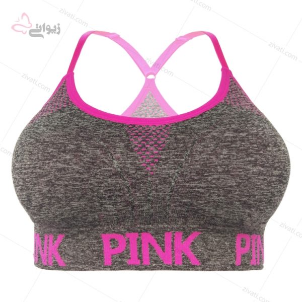 ce43e0138300eb98aad587492745826b_l نیم تنه زنانه ورزشی Pink دارای اسفنج قابل برداشته شدن - تصویر 1