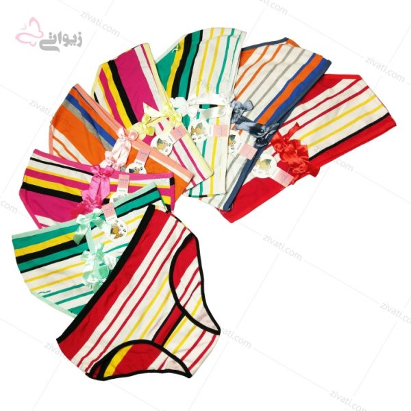 شورت زنانه پشت باز راه راه نخی ضد حساسیت تی تی - تصویر 1