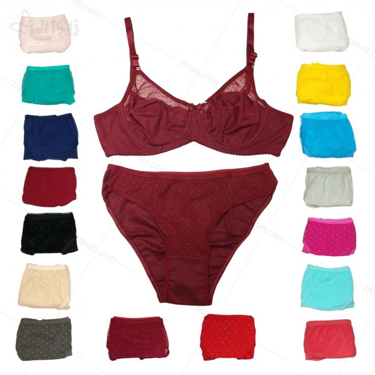 set-anoosheh-223-multicolor ست شورت و سوتین نخی بدون اسفنج فنردار با کیفیت انوشه