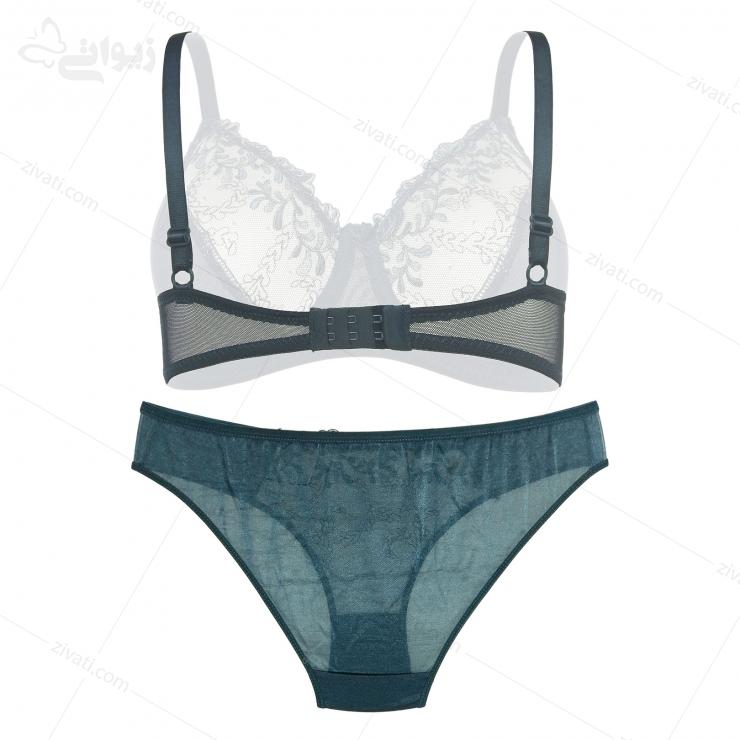 set-anoosheh-510-darkgreen-back ست شورت و سوتین فانتزی توری انوشه در دو رنگ
