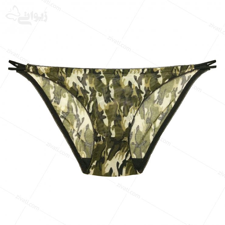 set-bc-198-yellowgreen-short-front ست لباس زیر زنانه فانتزی ارتشی جلوبازشو پشت طرحدار
