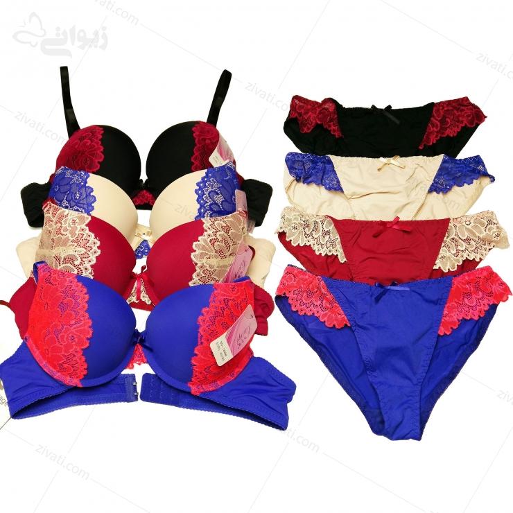 set-chini-1688-multicolor ست شورت و سوتین فانتزی مجلسی نیم جک خارجی جذاب