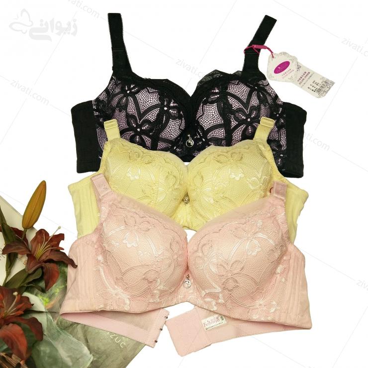 set-chini-8267-multicolor سوتین تک فانتزی اسفنجی فنردار خارجی طرح تور گلدار