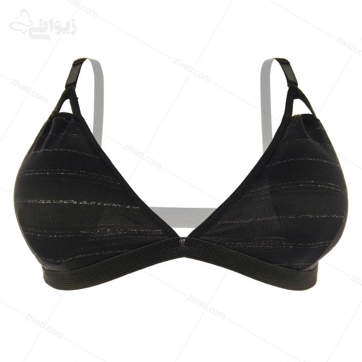 set-chini-880-bra-front ست شورت و سوتین اسفنجی بدون فنر بدون سگک مثلثی فانتزی رنگ مشکی
