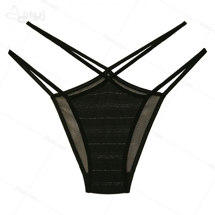 set-chini-880-short-front ست شورت و سوتین اسفنجی بدون فنر بدون سگک مثلثی فانتزی رنگ مشکی