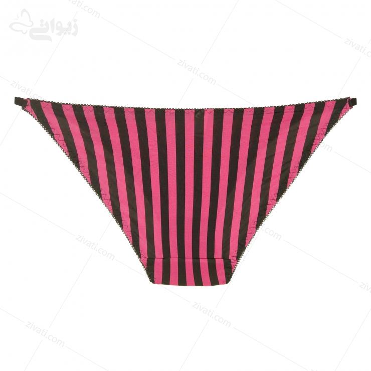 set-chini-q54-2-pink-short-back ست شورت و سوتین فانتزی بندی سگک از بغل راه راه رنگبندی