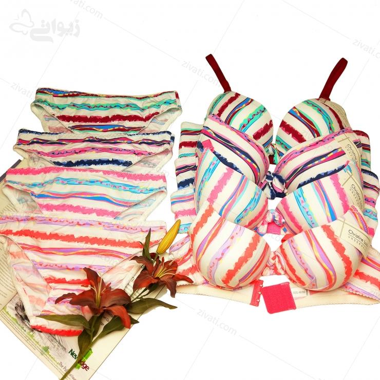 set-cl-610-multicolor ست لباس زیر زنانه شورت و سوتین اسفنجی فنردار چند رنگ جذاب