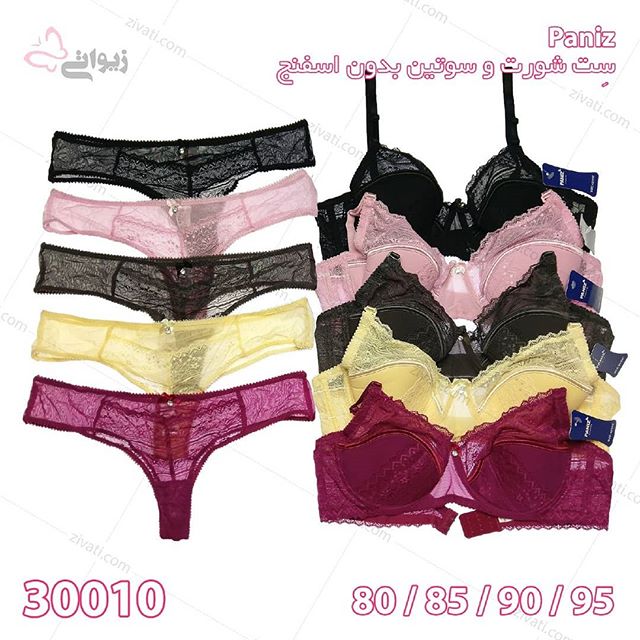 set-d9bed8a7d986db8cd8b2-30010-20022019010452-70949 ست لباس زیر بدون اسفنج فنردار Paniz با شورت توری لامبادا