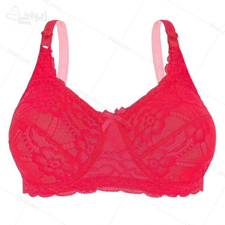 set-dn-6410-sharppink-bra-front ست لباس زیر گیپوری دلنشین ژله دار قرمز فسفری