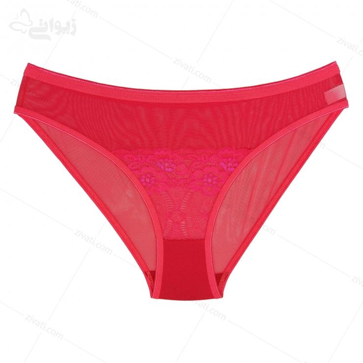 set-dn-6410-sharppink-short-front ست لباس زیر گیپوری دلنشین ژله دار قرمز فسفری