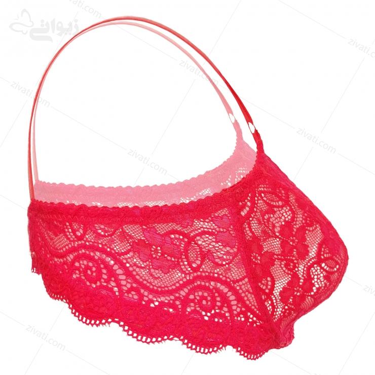 set-dn-875-sharppink-bra-side ست شورت و سوتین گیپوری فنردا بدون اسفنج رنگ قرمز فانتزی دلنشین dn