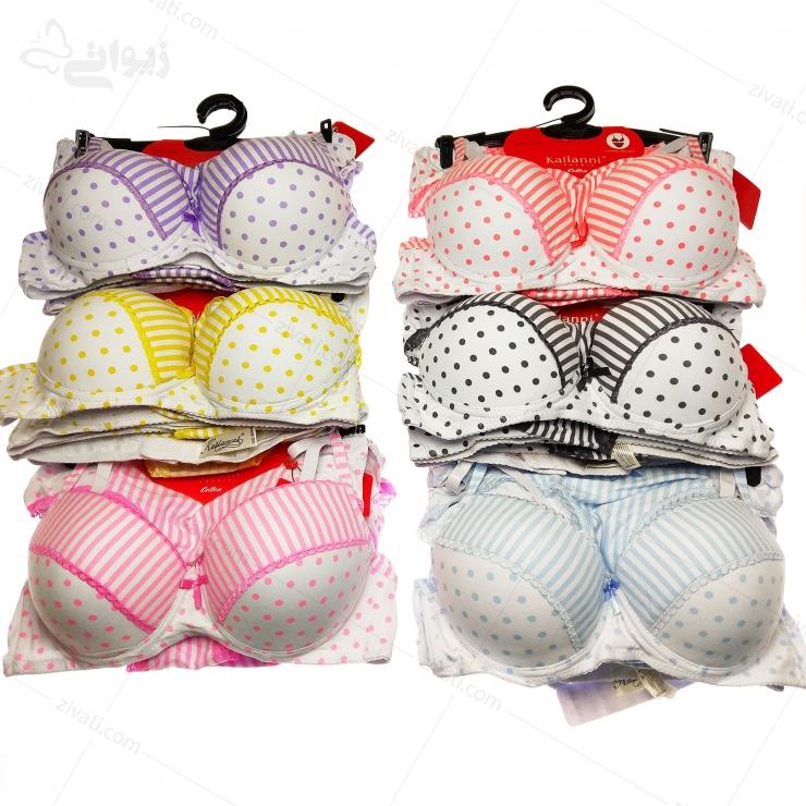 set-kailanni-13015-multicolor ست شورت و سوتین اسفنجی خال خال کایلانی