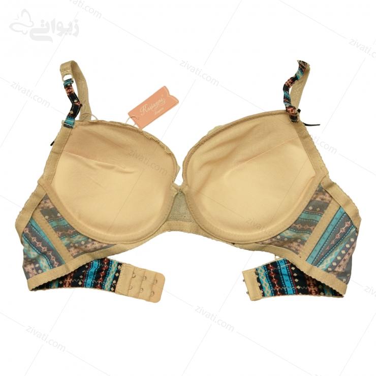 set-kailanni-k21007-blue-cup ست شورت و سوتین اسفنجی فنردار زمینه کرم کایلانی رنگ آبی راه راه