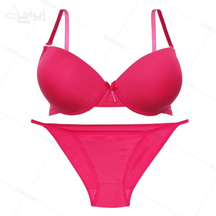 set-turk-u109-red-front ست شورت و سوتین ساده ترک پوشاپ جکدار فنردار