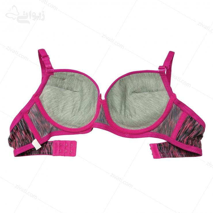 set-vy-703-darkpink-cup ست شورت و سوتین خارجی درجه یک طرحدار اسفنجی فنردار سرخابی