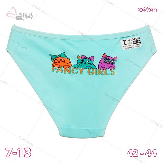 short-seven-7-13-14082019111628-77811 بسته جین شورت زنانه اسلیپ نخی با کیفیت سون seVen طرح گربه Fancy Girls در شش رنگبندی