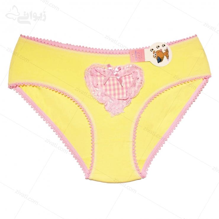 short-tt-3200-yellow-front شورت زنانه فانتزی نخی گیاهی ضد حساسیت طرح قلب تیتی