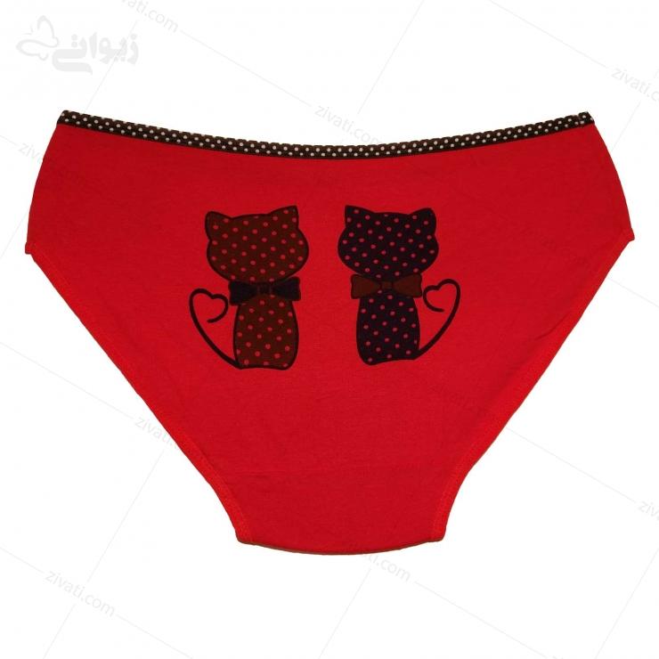 short-tt-546-red-back شورت نخی زنانه پشت طرحدار طرح گربه زیواتی