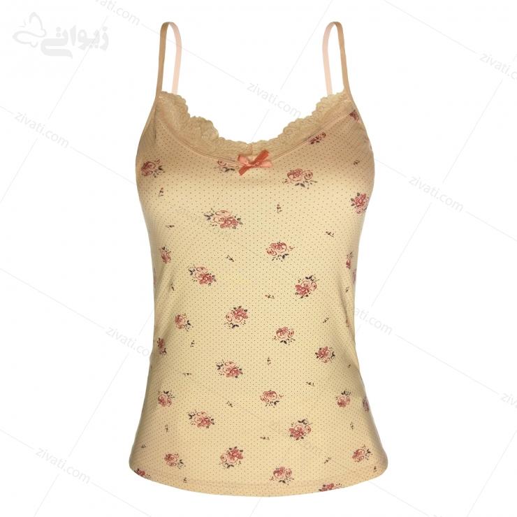 sleep-charming-0111-1-cream-front تاپ زنانه خانگی ترک نخی گلدار جدید