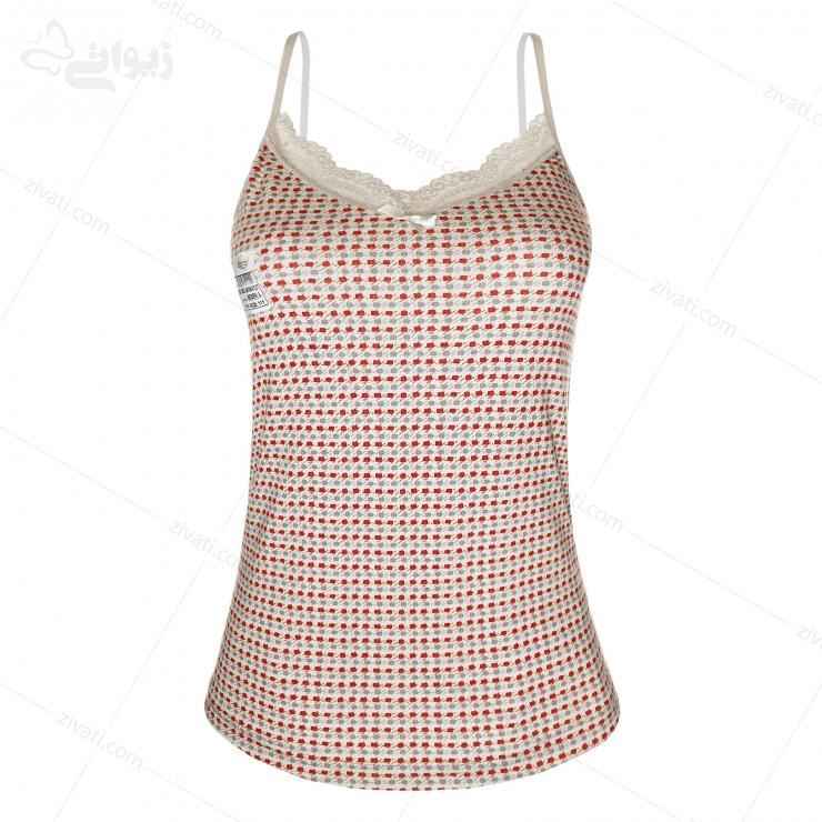 sleep-charming-0111-7-white-front تاپ زنانه خانگی نخی ترک طرح دار مدل جدید زیبا