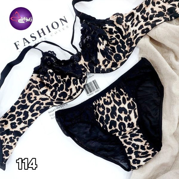 deniz-114-underwear-set-01 ست شورت و سوتین دنیز مدل نخی پلنگی کد 114 - تصویر 1