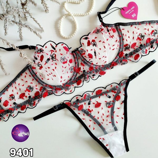 hanis-9401-underwear-set-01 ست شورت و سوتین زنانه هانیس مدل توری 9401 - تصویر 1