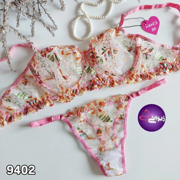 hanis-9402-underwear-set-01 ست شورت و سوتین زنانه هانیس مدل توری 9402 - تصویر 1