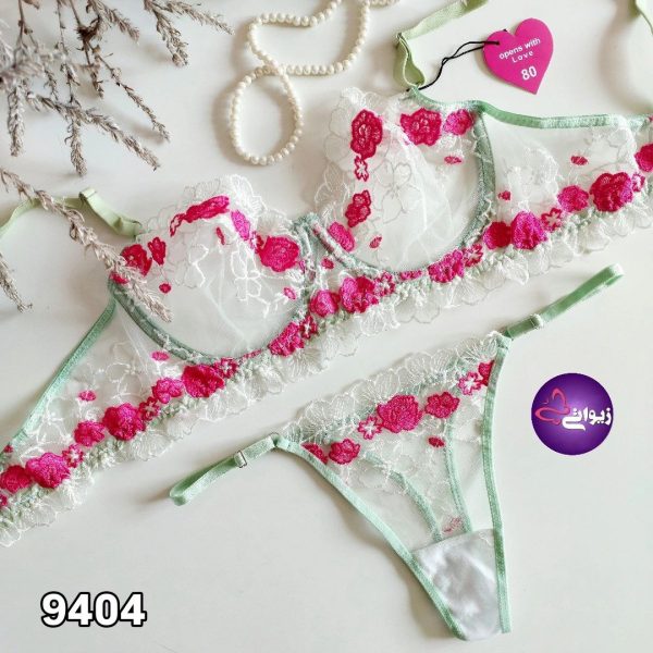 hanis-9404-underwear-set-01 ست شورت و سوتین زنانه هانیس مدل توری 9404 - تصویر 1