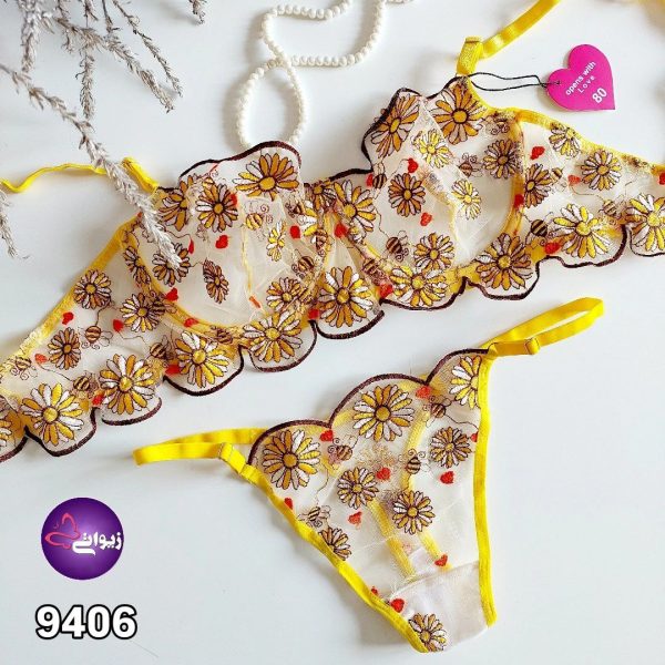 hanis-9406-underwear-set-01 ست شورت و سوتین زنانه هانیس مدل توری 9406 - تصویر 1