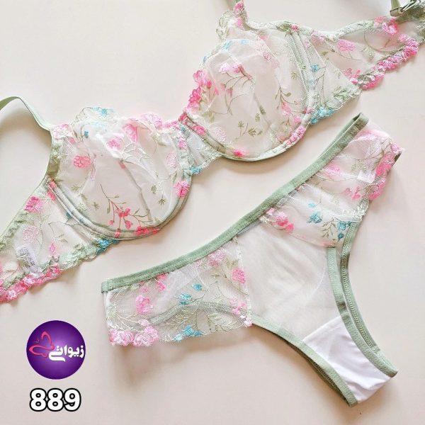 ست شورت و سوتین بدون اسفنج فانتزی نوشه پوش کد 889-25 - تصویر 2